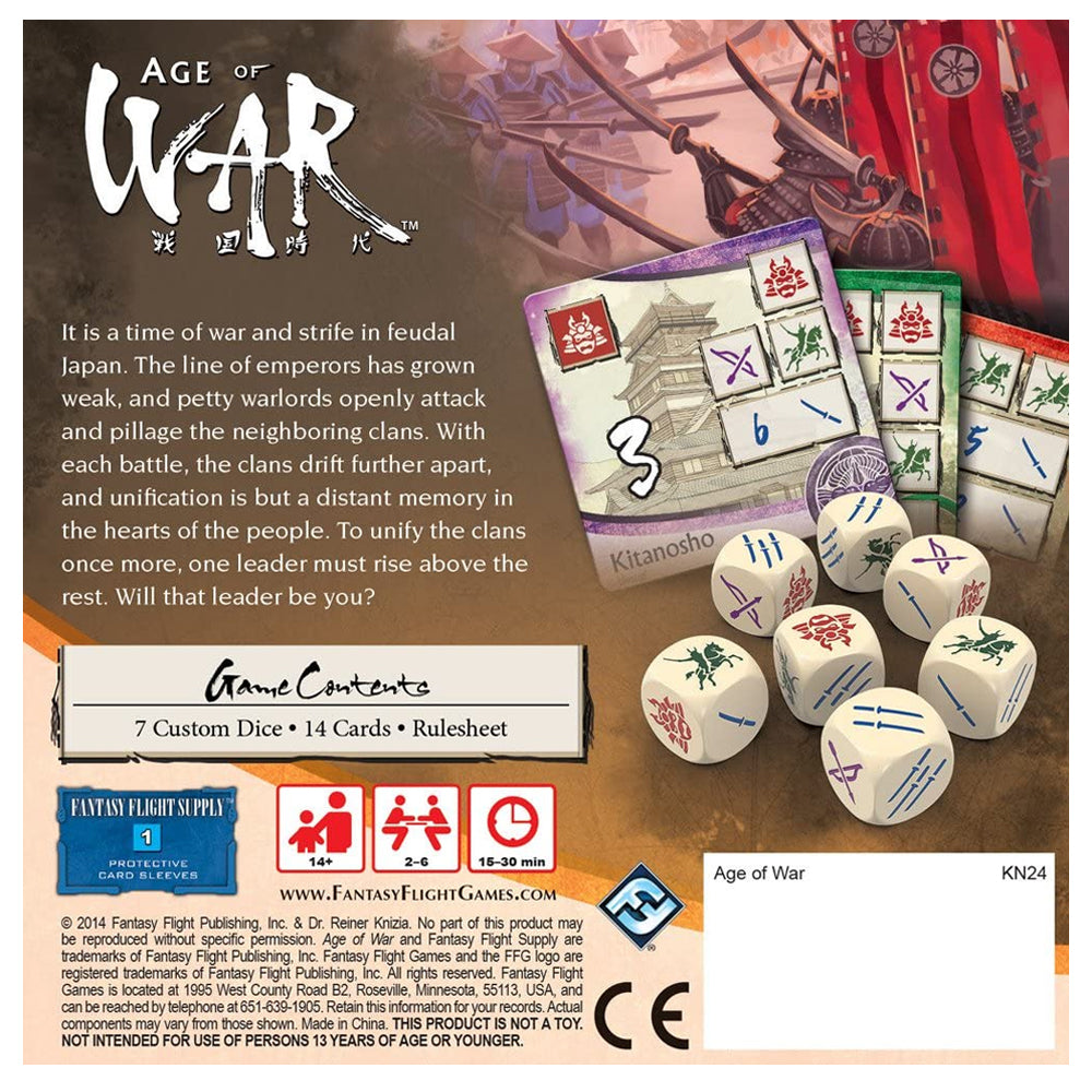Fantasy Flight Games Age Of War Board Game - Reiner Knizia Dice Game For 2-6 Players (Feudal Japan Theme)