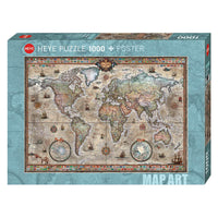 Map Art: Retro World 1000 Piece Heye Puzzle