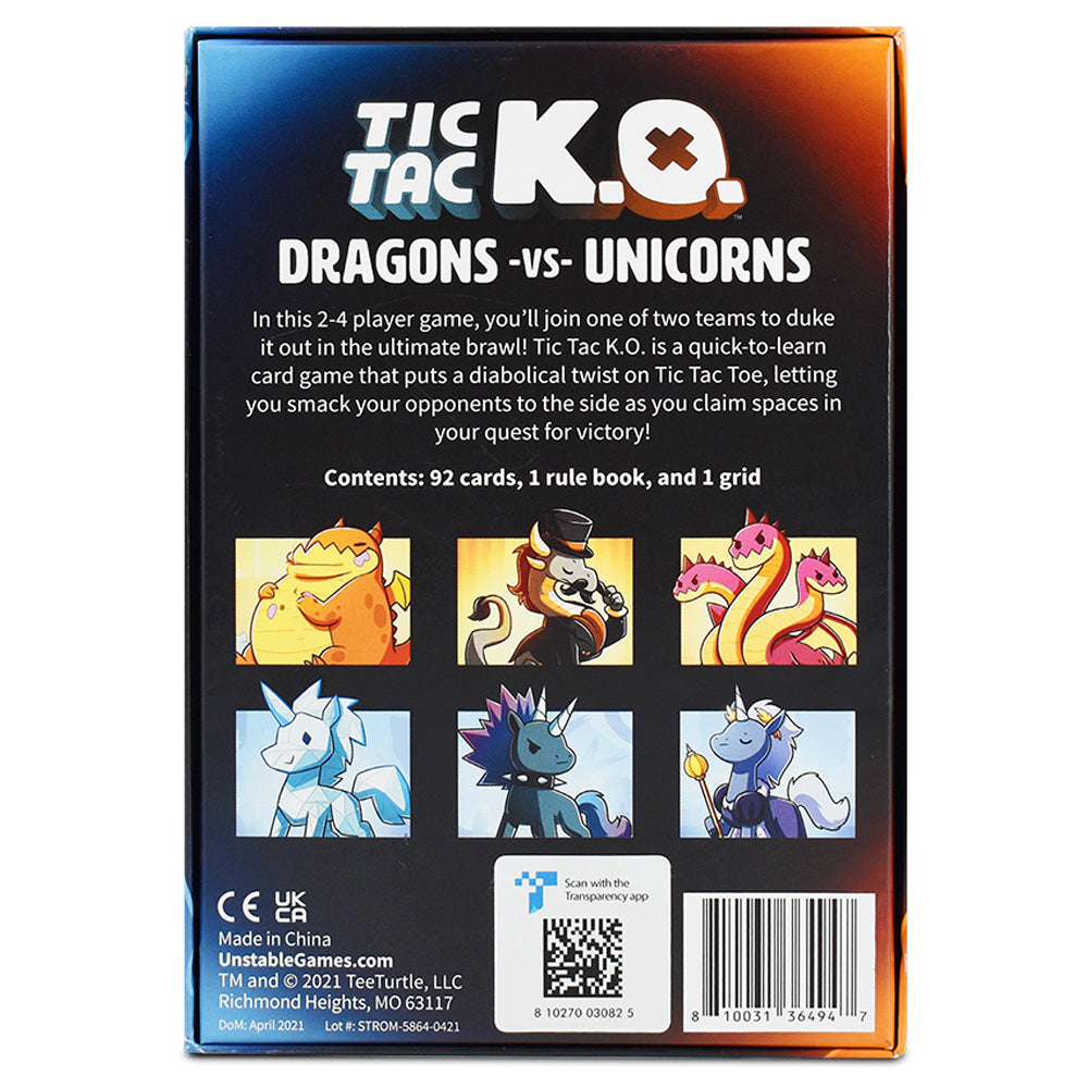 Tic Tac K.O.: Dragons vs Unicorns | Board Game Bandit Canada